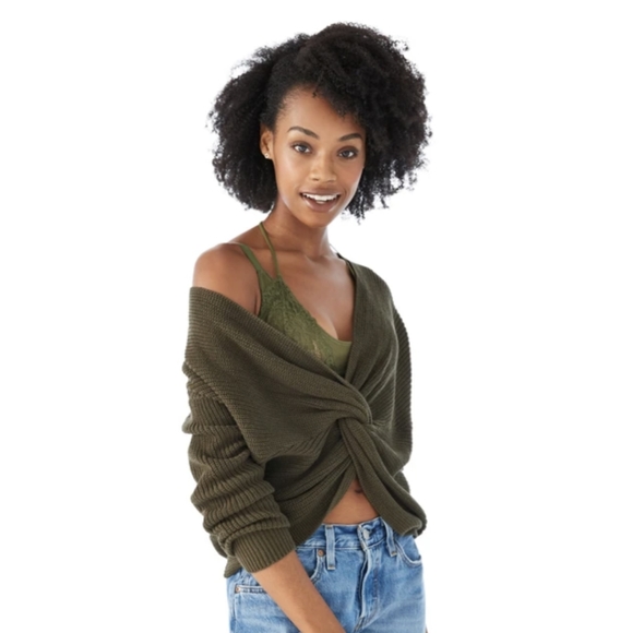 Elan Reversible Open Back Twist Sweater green small medium - Picture 5 of 8